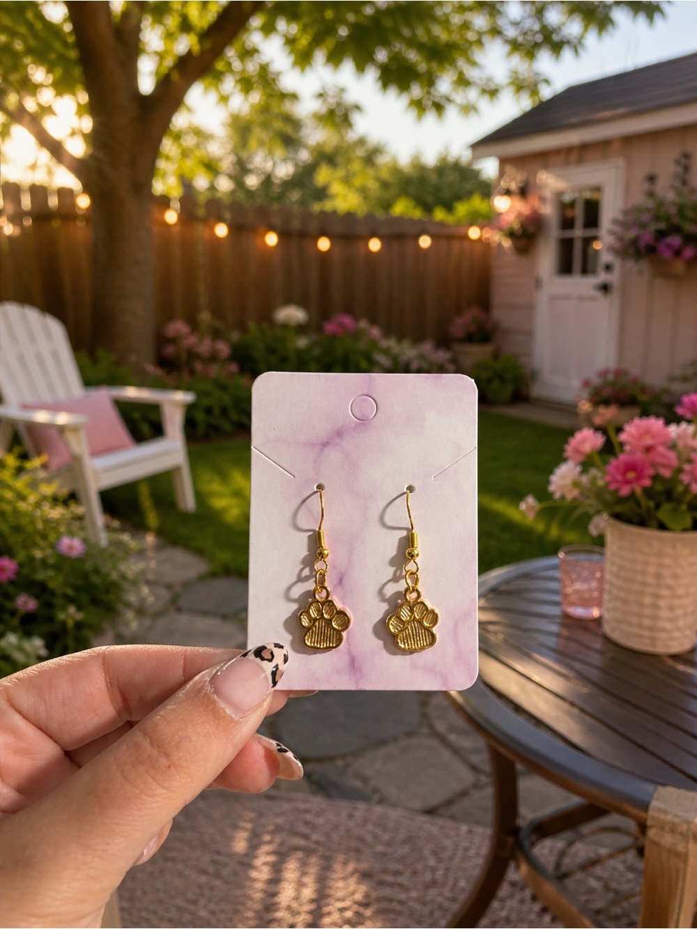 Gold Paw Print Dangle Earrings - Charming Pet Lover Gift